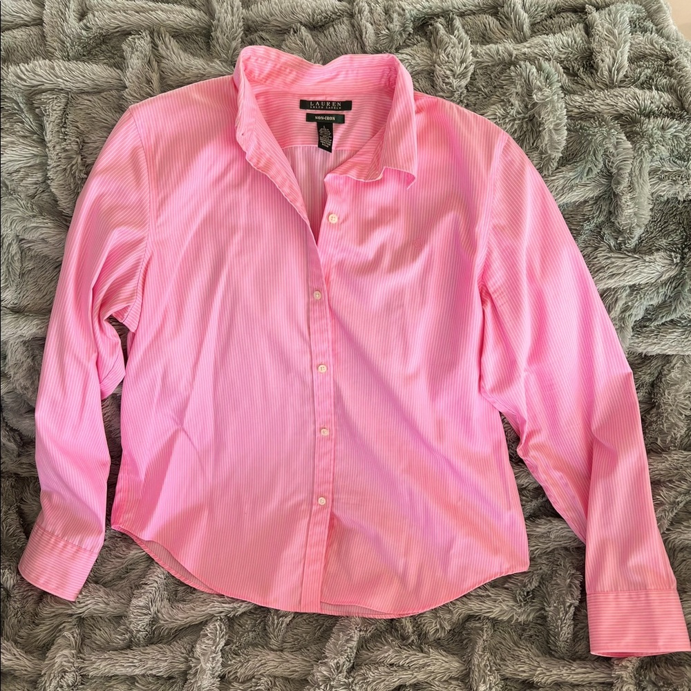 Lauren Ralph Long-Sleeve Non-Iron Shirt Button-Down Top